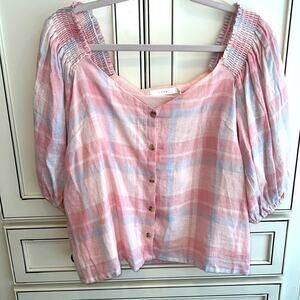 🔥🔥FIRE SALE 🔥🔥EEUC LUSH pink plaid sweetheart top